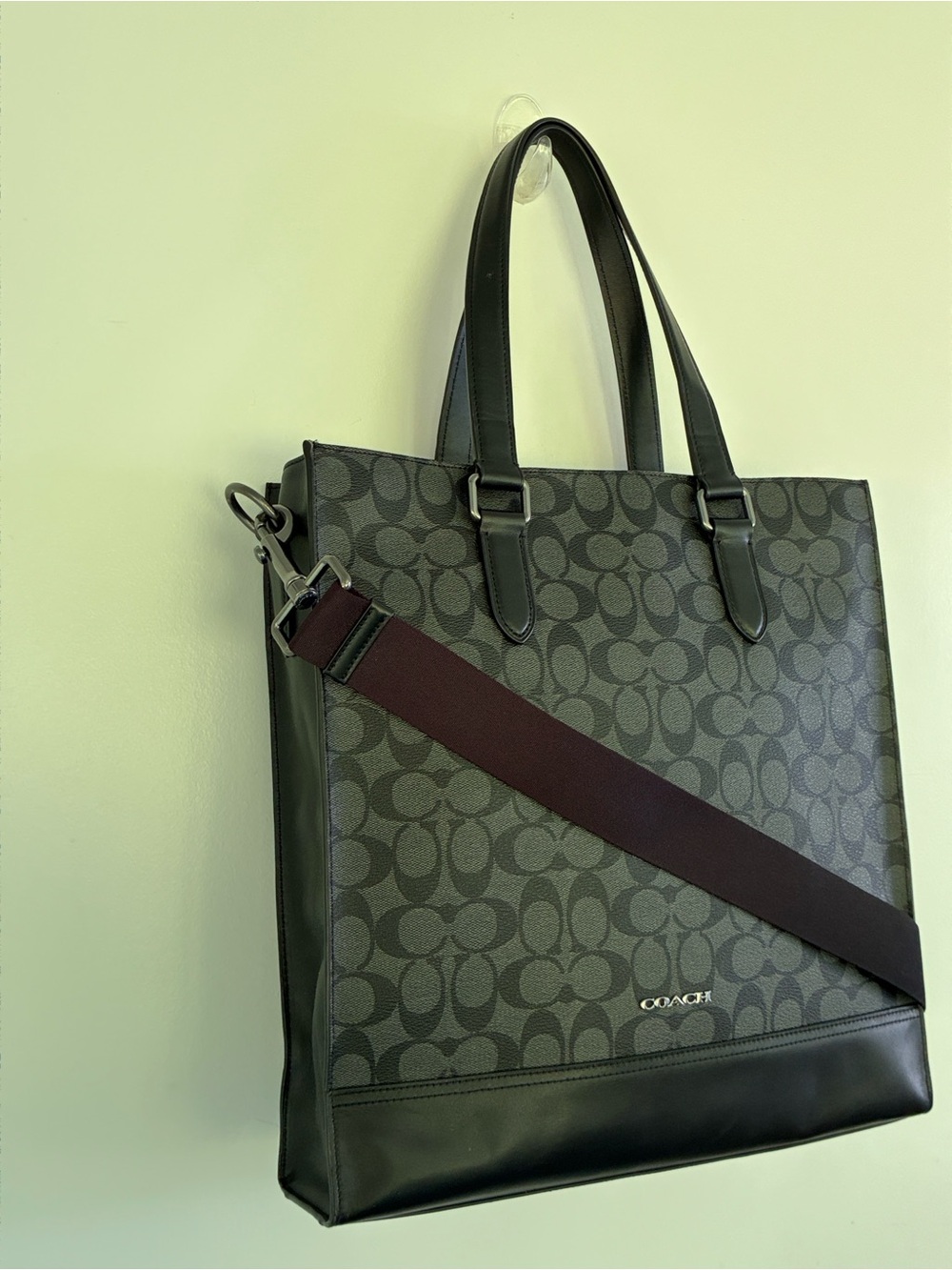 Coach Men's Graham Structured Tote Bag Signature Canvas Charcoal Black C3232 - Picture 3 of 13